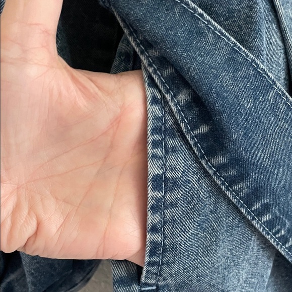 Women Denim Button-Up Ballon Sleeve Romper w/ Belt XL Causal Cotton Contemporary - Picture 14 of 15